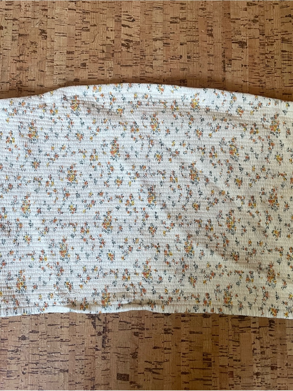 aerie Cream Floral Smocked Top with Yellow & Orange Accents